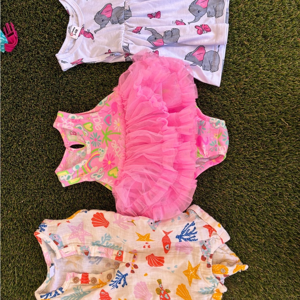 Girls Pink Tulle Ruffle One-Piece Bodysuit - Cute Swim/Party Wear